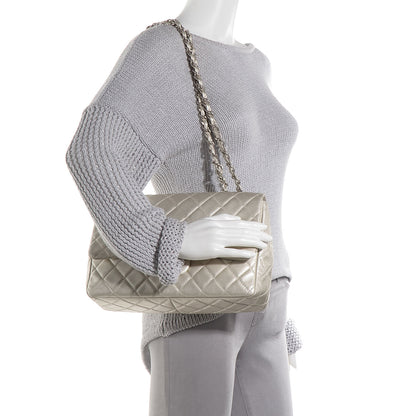 Chanel Metallic Lambskin Jumbo Single Flap Light Gold 2 of 8