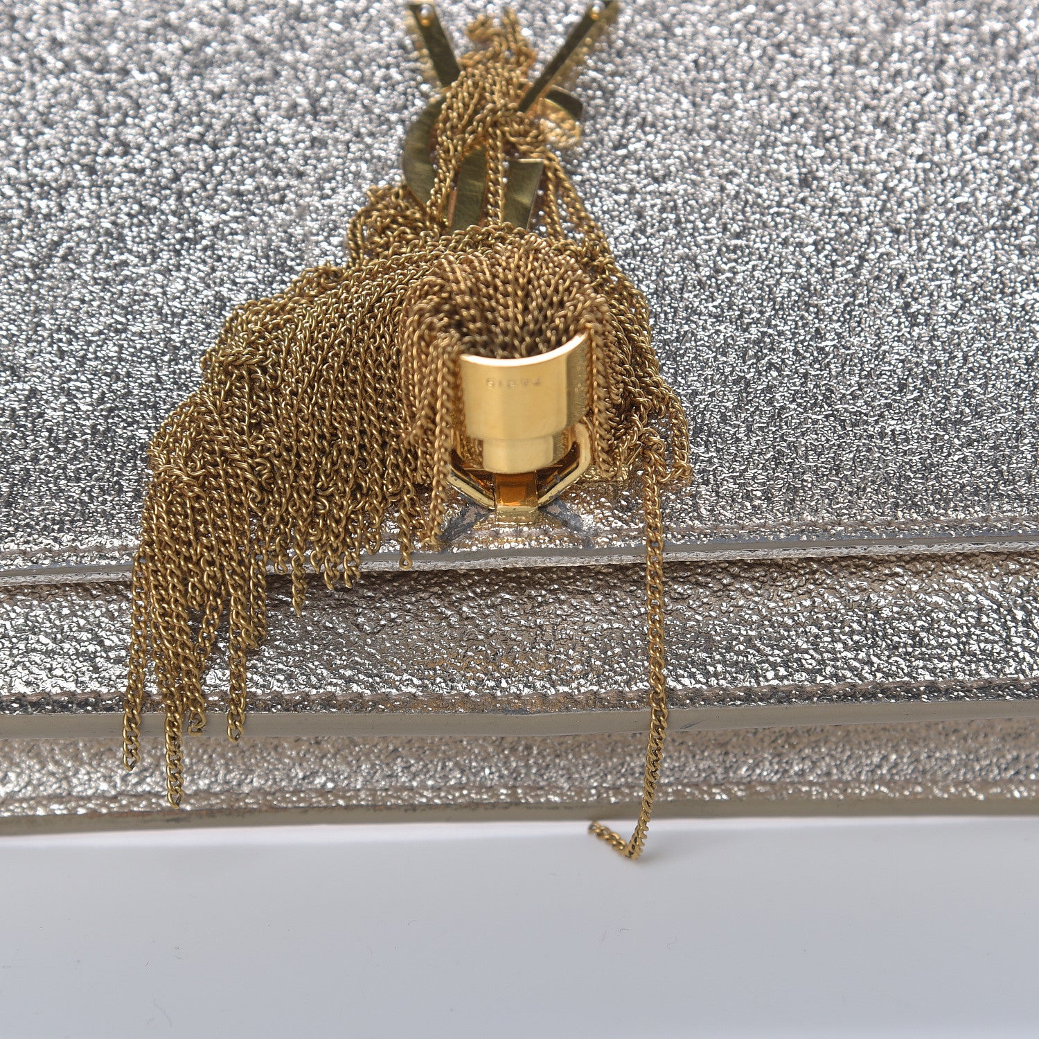Saint Laurent Metallic Calfskin Kate Monogram Tassel Chain Wallet Gold 13 of 13
