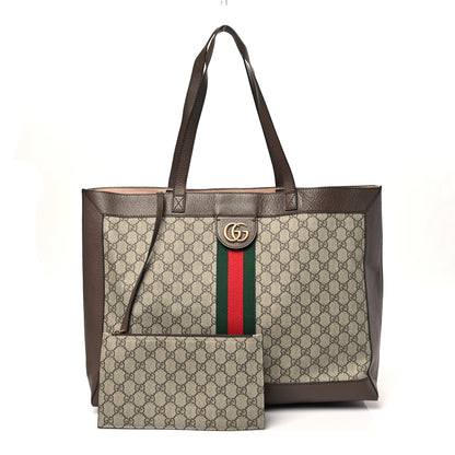 Gucci GG Supreme Monogram Web Ophidia Tote Brown 3 of 11