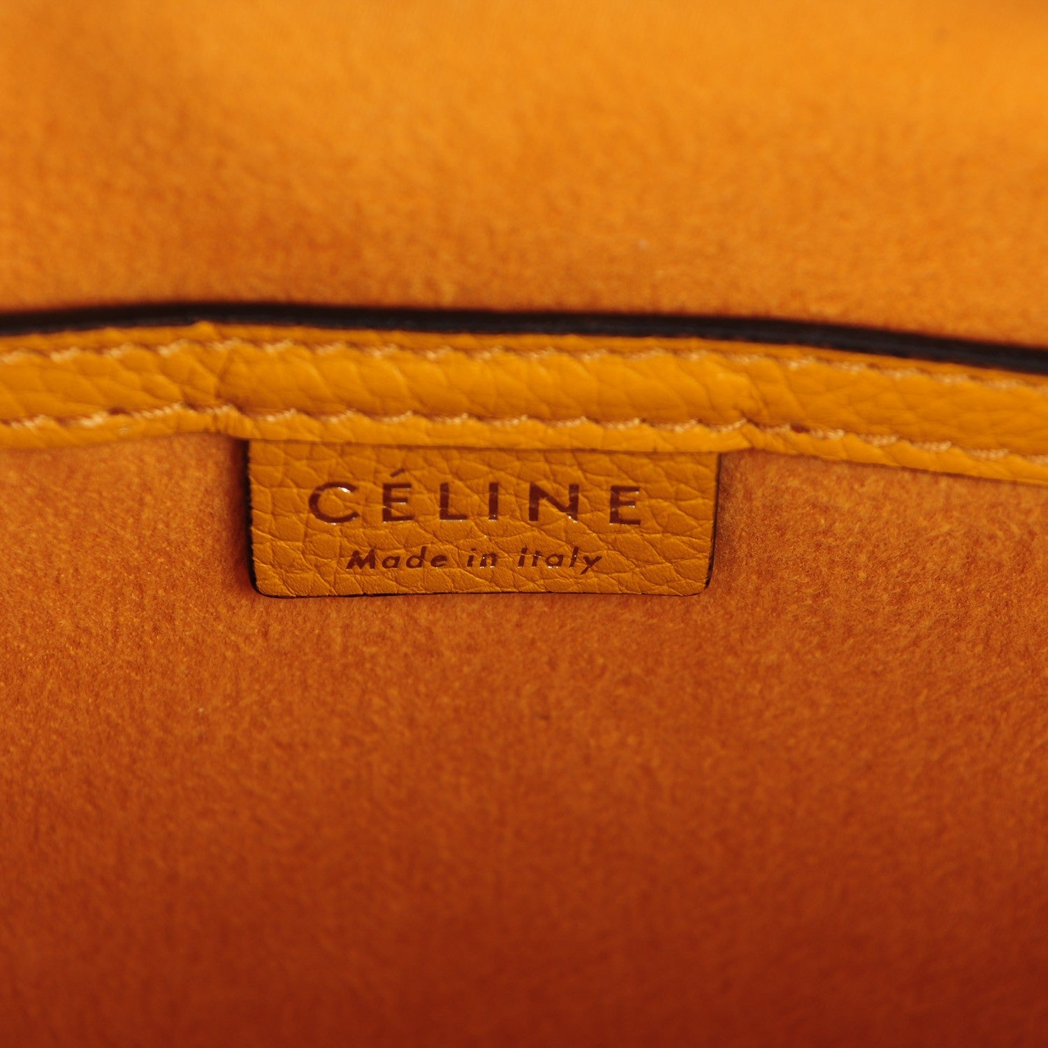 Celine Drummed Calfskin Nano Luggage Ocre 6 of 7