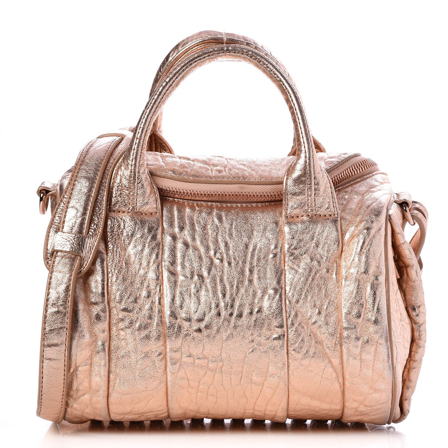 Metallic Pebbled Lambskin Rockie Rose Gold