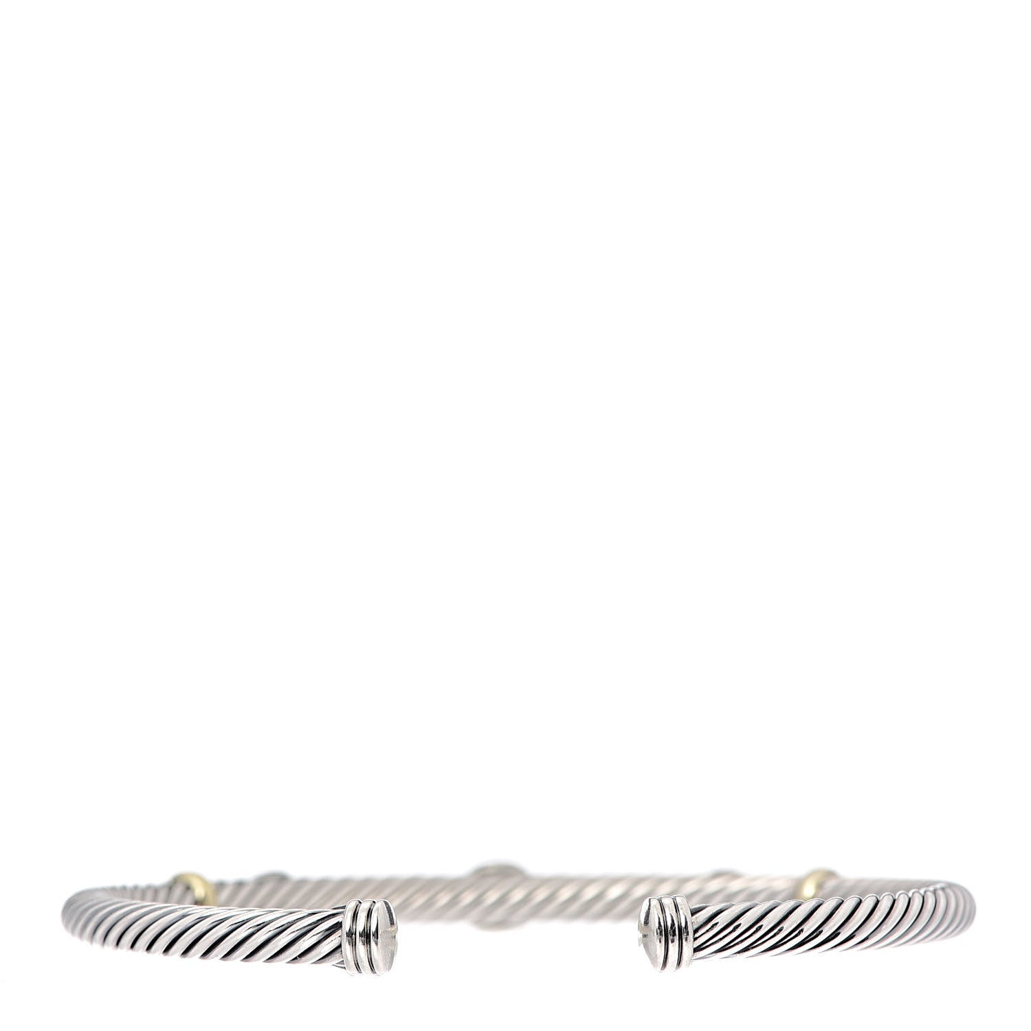 David Yurman Sterling Silver 18K Yellow Gold Blue Topaz Turquoise 4mm Renaissance Bracelet 3 of 4