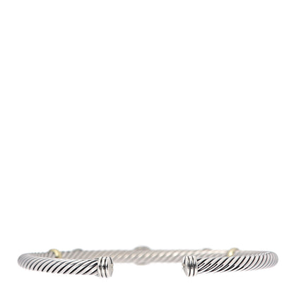 David Yurman Sterling Silver 18K Yellow Gold Blue Topaz Turquoise 4mm Renaissance Bracelet 3 of 4