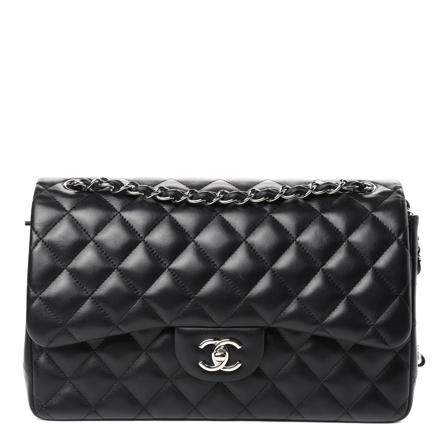 Chanel Lambskin Quilted Jumbo Double Flap Black 1 of 10
