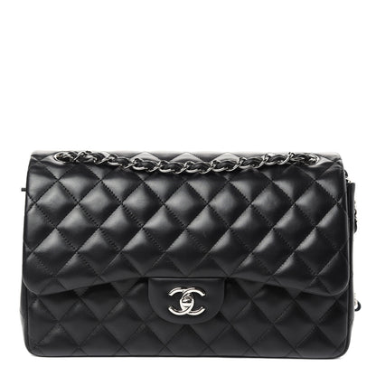 Chanel Lambskin Quilted Jumbo Double Flap Black 1 of 10