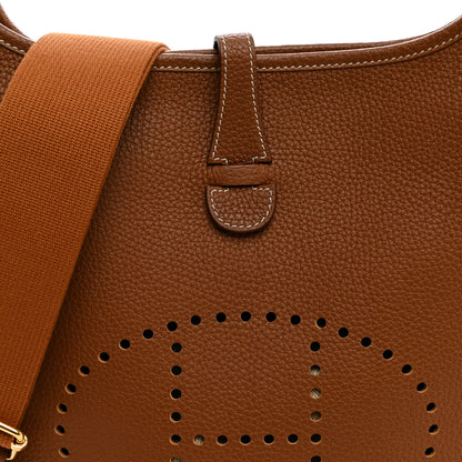 Hermes Taurillon Clemence Evelyne III PM Gold 8 of 10