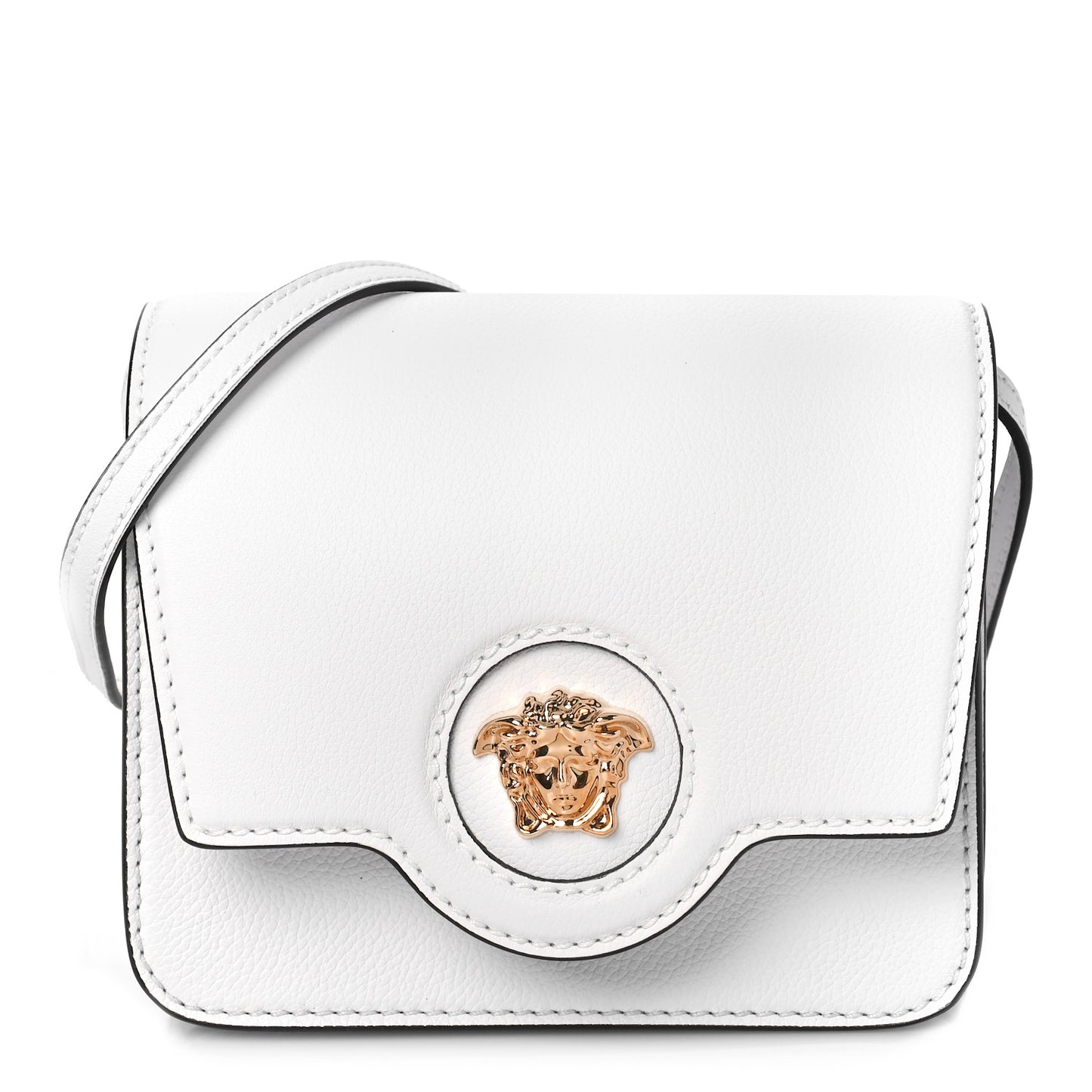 Grained Calfskin La Medusa Shoulder Bag White