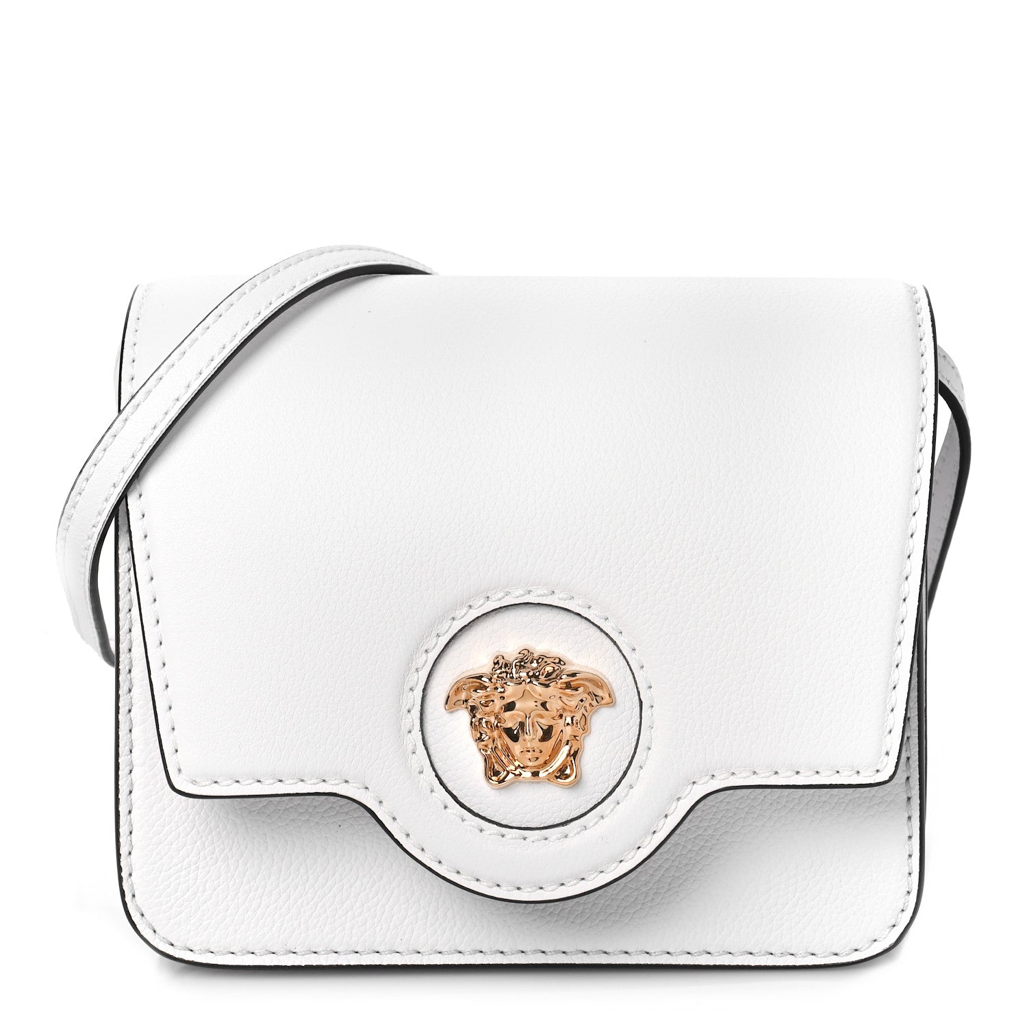 Versace Grained Calfskin La Medusa Shoulder Bag White 1 of 8