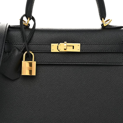 Hermes Epsom Horseshoe Kelly Sellier 25 Black Rouge Grenat 8 of 11