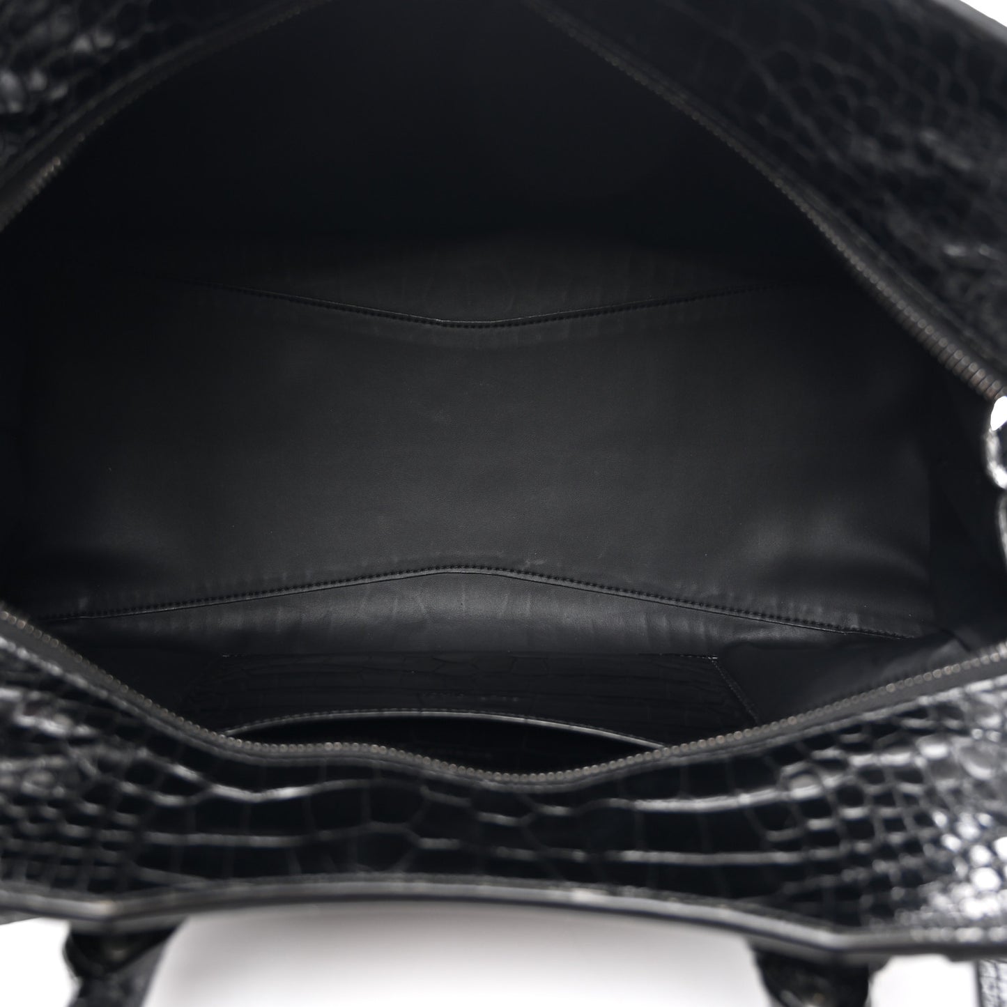 Calfskin Crocodile Embossed Neo Classic Black Hardware Medium City Black