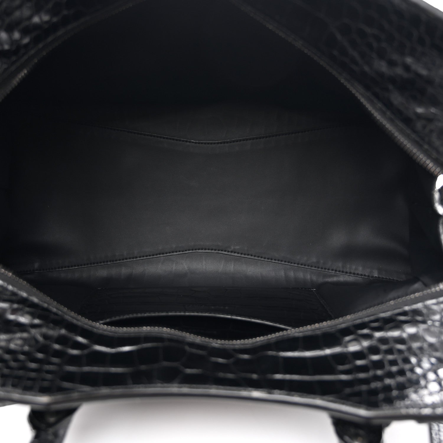 Balenciaga Calfskin Crocodile Embossed Neo Classic Black Hardware Medium City Black 5 of 18