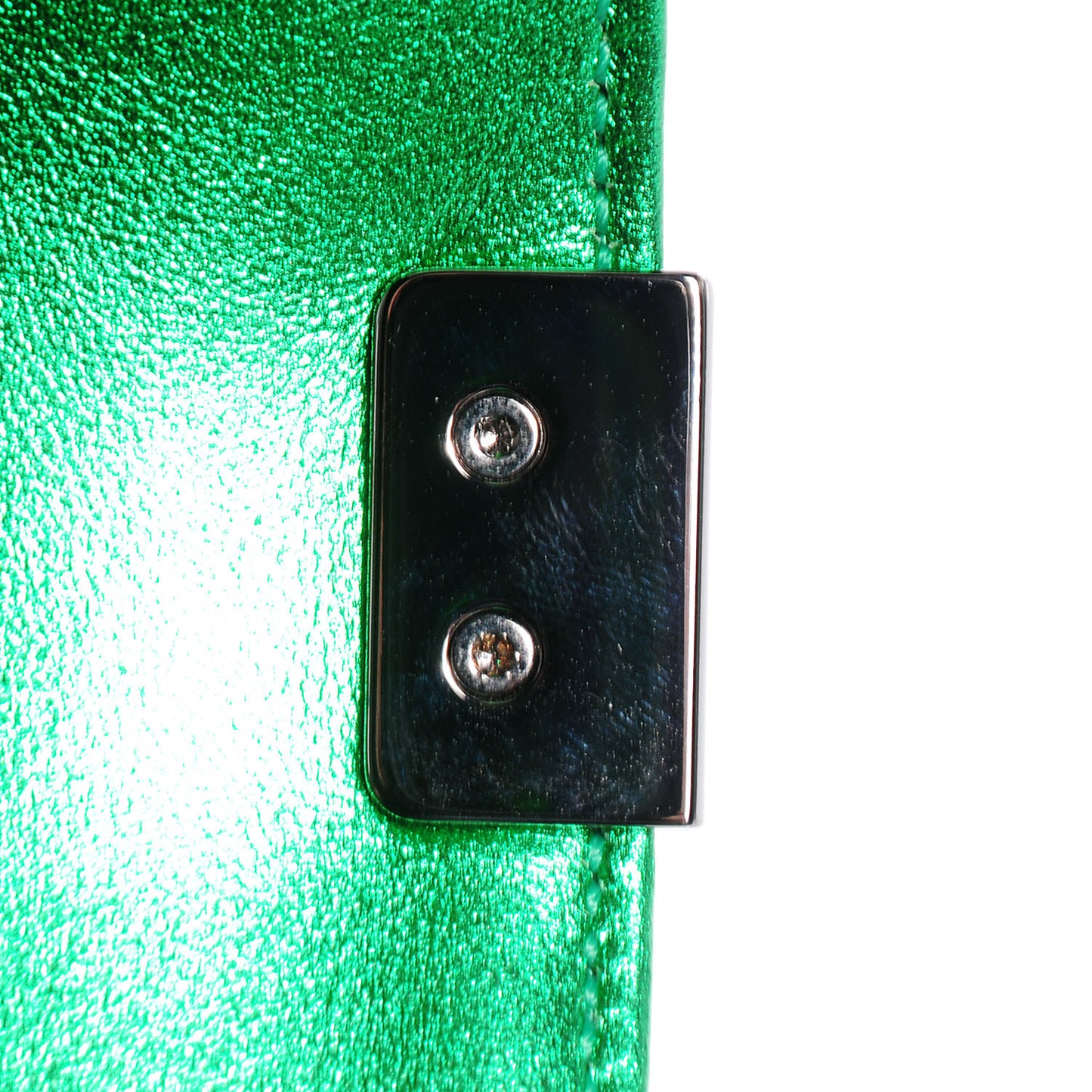 Metallic Patent Calfskin Medium Boy Flap Green