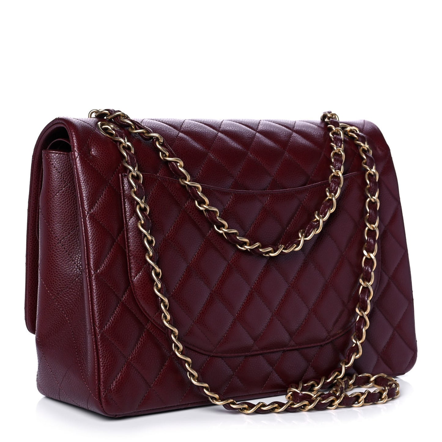 Caviar Quilted Maxi Double Flap Burgundy