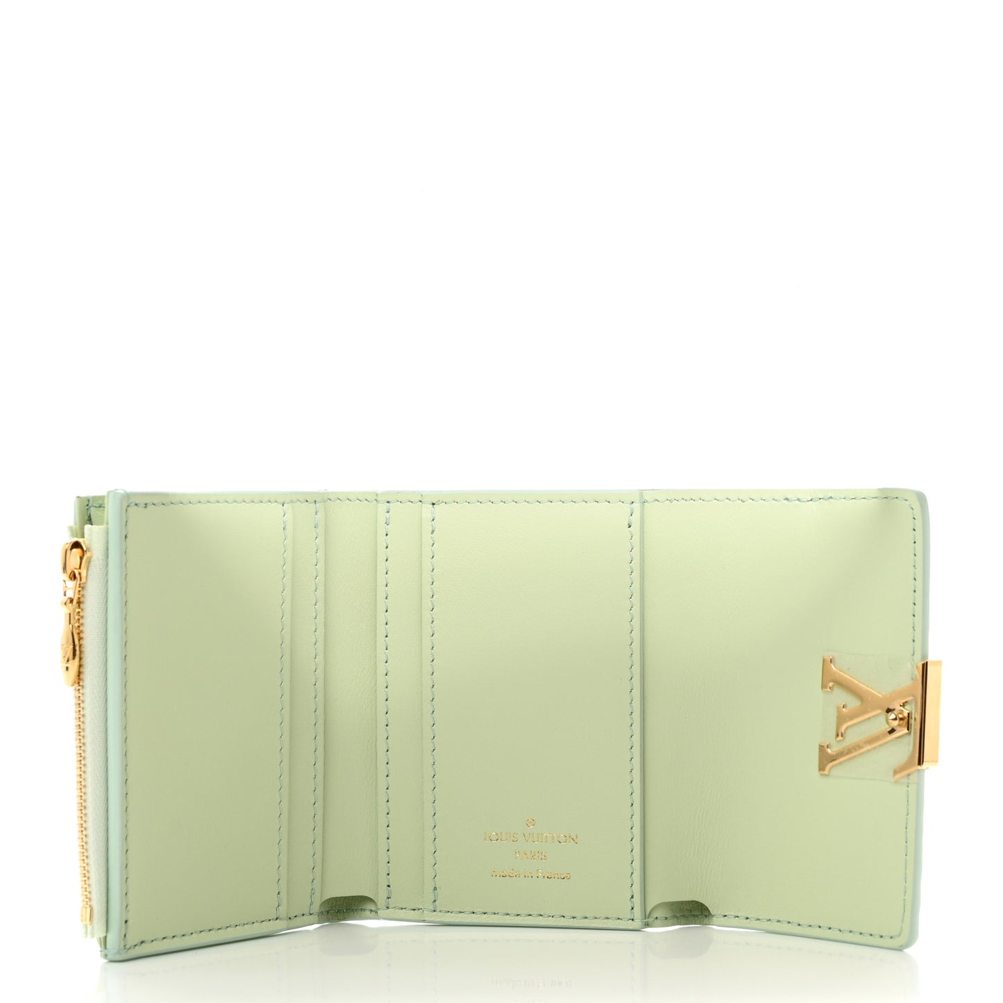 Taurillon Summer Stardust Capucines XS Wallet Vert D'Eau