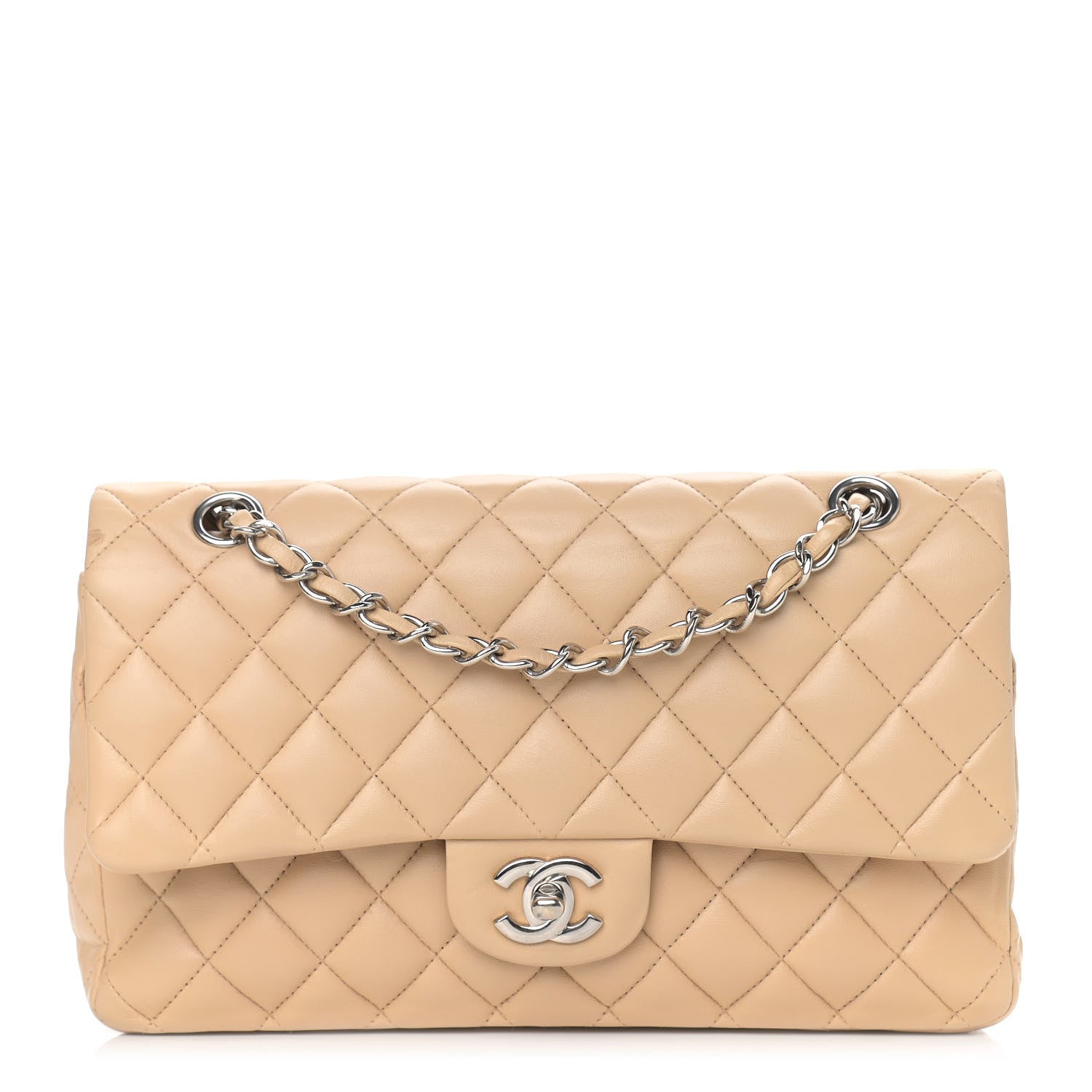 Chanel Lambskin Quilted Medium Double Flap Beige 1 of 16