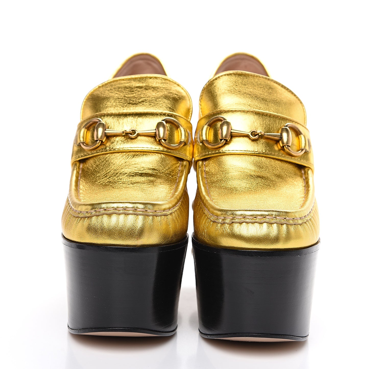 Malaga Kid Pearl Studded Vegas Platform Loafers 37.5 Gold