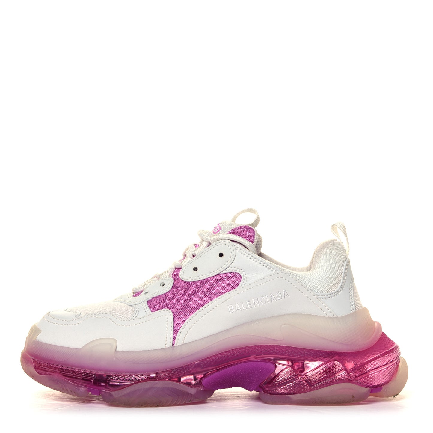Fabric Mesh Clear Sole Womens Triple S Sneakers 41 White Pink