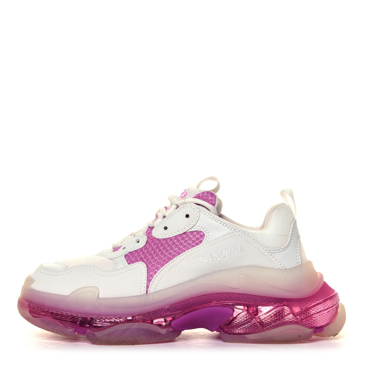 Balenciaga Fabric Mesh Clear Sole Womens Triple S Sneakers 41 White Pink 1 of 8