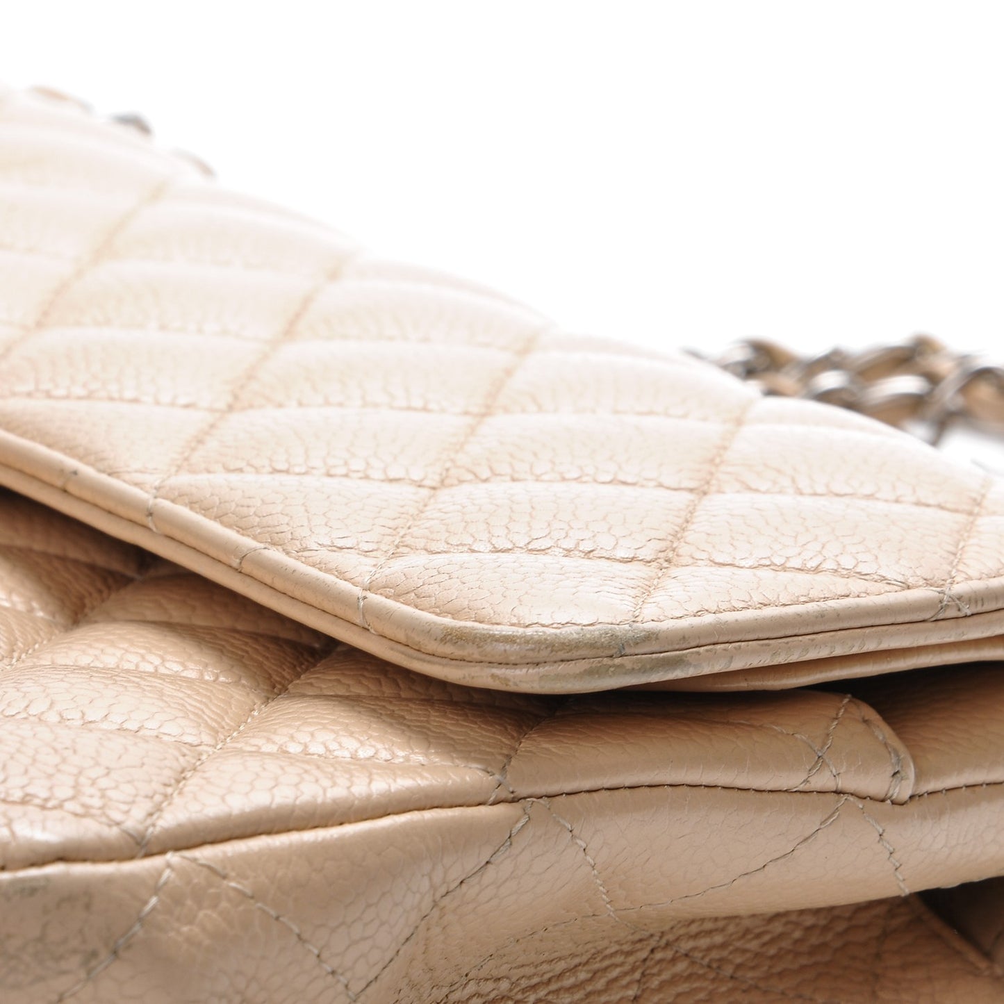 Caviar Quilted Medium Double Flap Beige Clair
