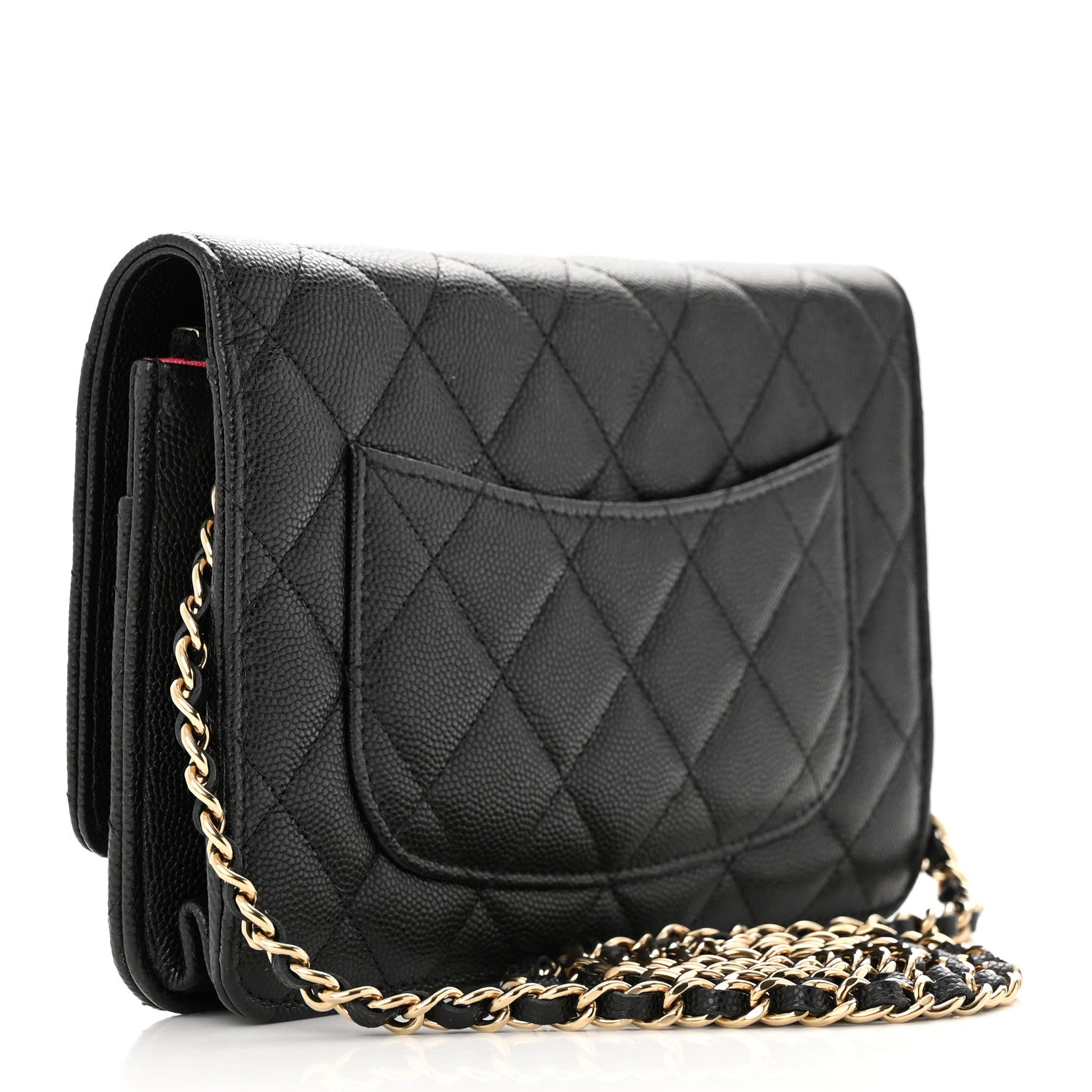 Chanel Caviar Quilted Perforated Metal CC Wallet On Chain WOC Black 3 of 12