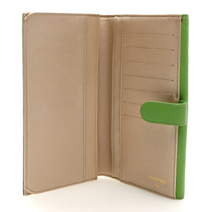 Chanel Lambskin Embossed Camellia Large Gusset Flap Wallet Green 5 of 7