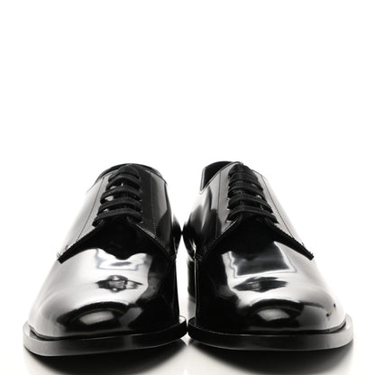 Saint Laurent Patent Calfskin Mens Smoking 25 Derby Lace Up Shoes 41 Black 2 of 8
