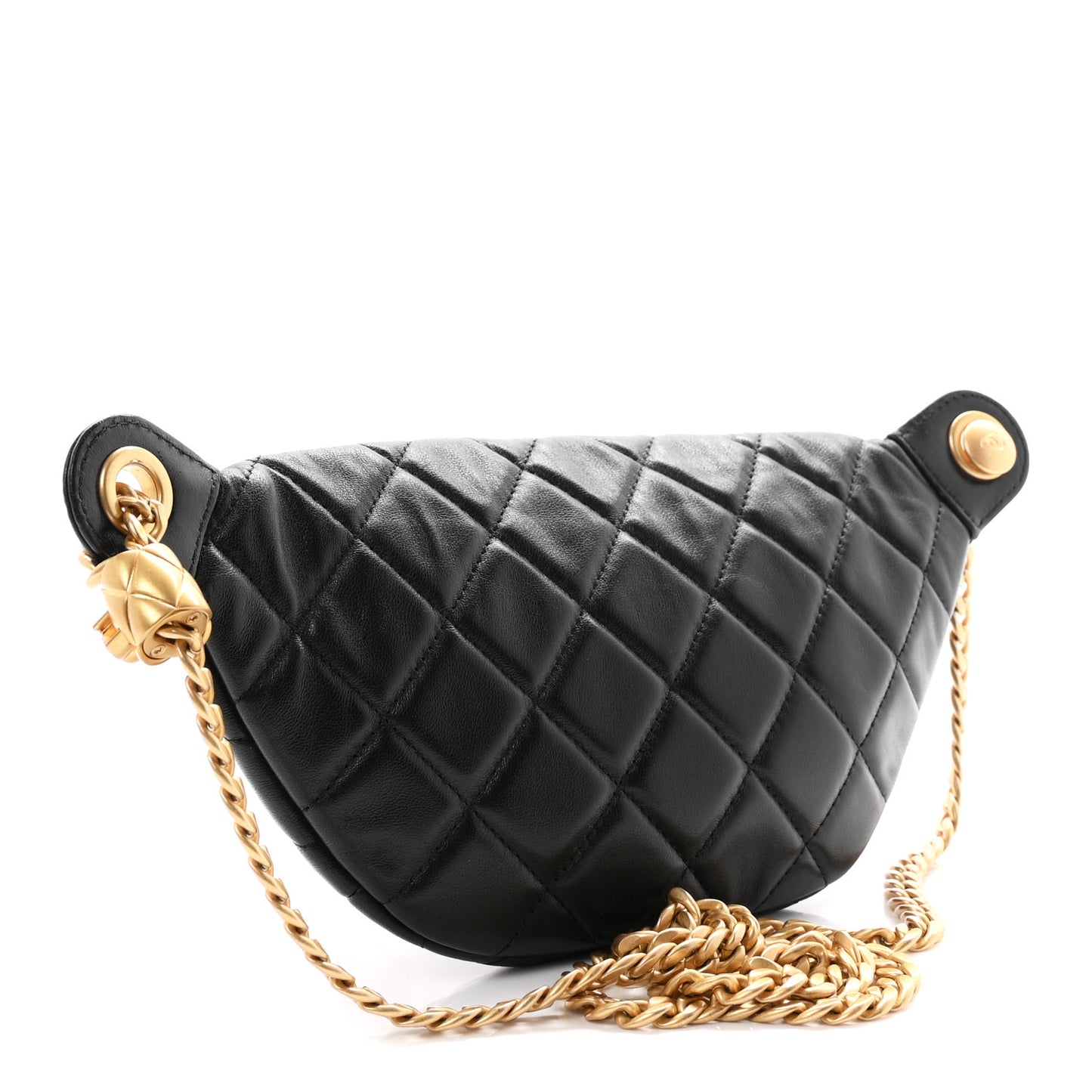 Lambskin Quilted Pillow Crush Belt Bag Black