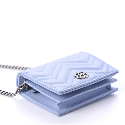 Gucci Calfskin Matelasse GG Marmont Mini Wallet On Chain Porcelain Light Blue 4 of 10