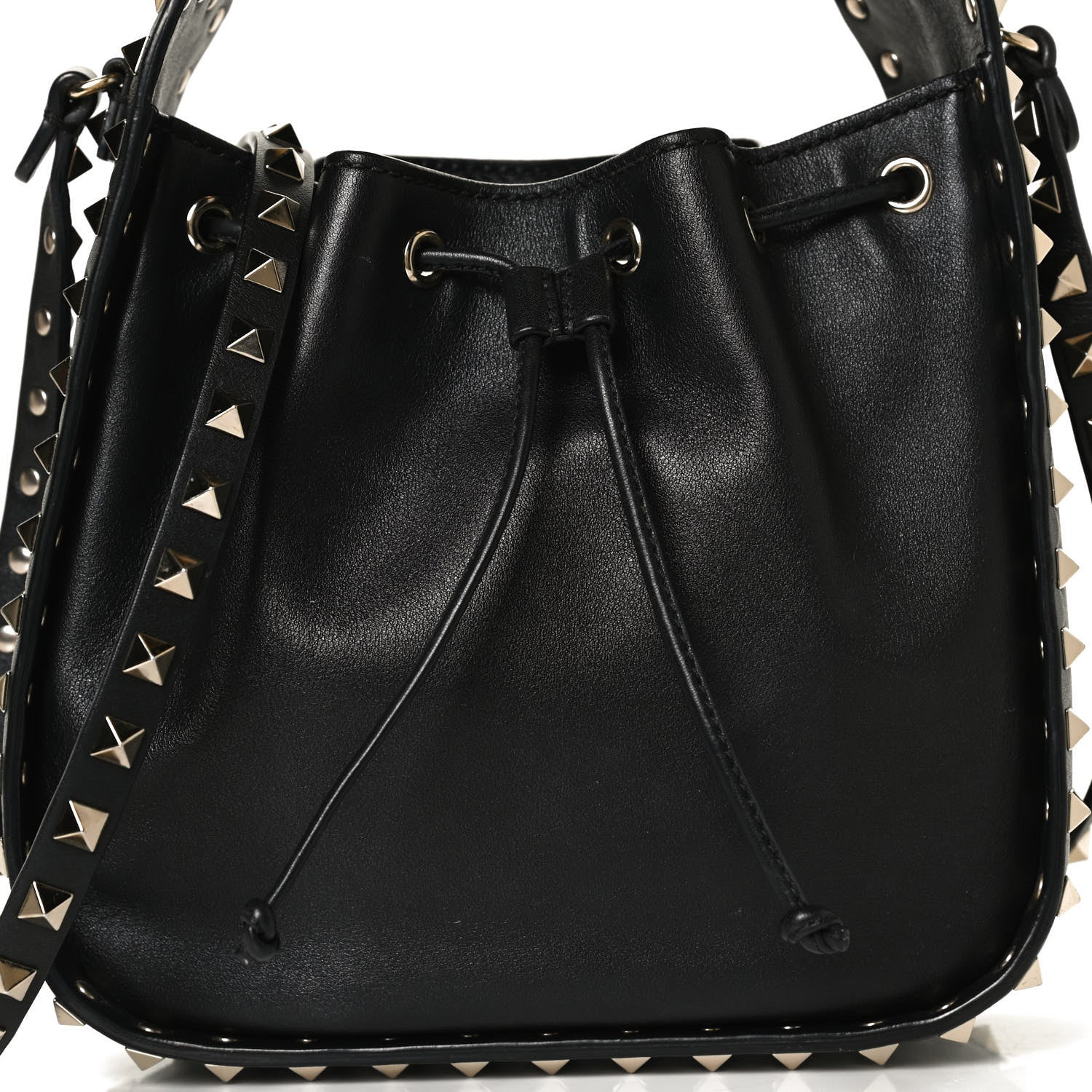 Valentino Garavani Vitello Rockstud Bucket Bag Black 8 of 12