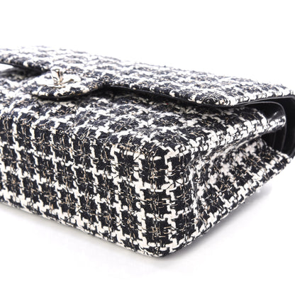 Chanel Tweed Quilted Medium Double Flap Black White 6 of 10
