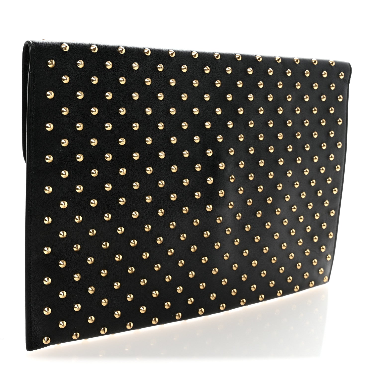 Alexander McQueen Calfskin Studded Skull Envelope Clutch Black 3 of 7