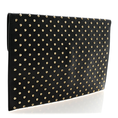 Alexander McQueen Calfskin Studded Skull Envelope Clutch Black 3 of 7