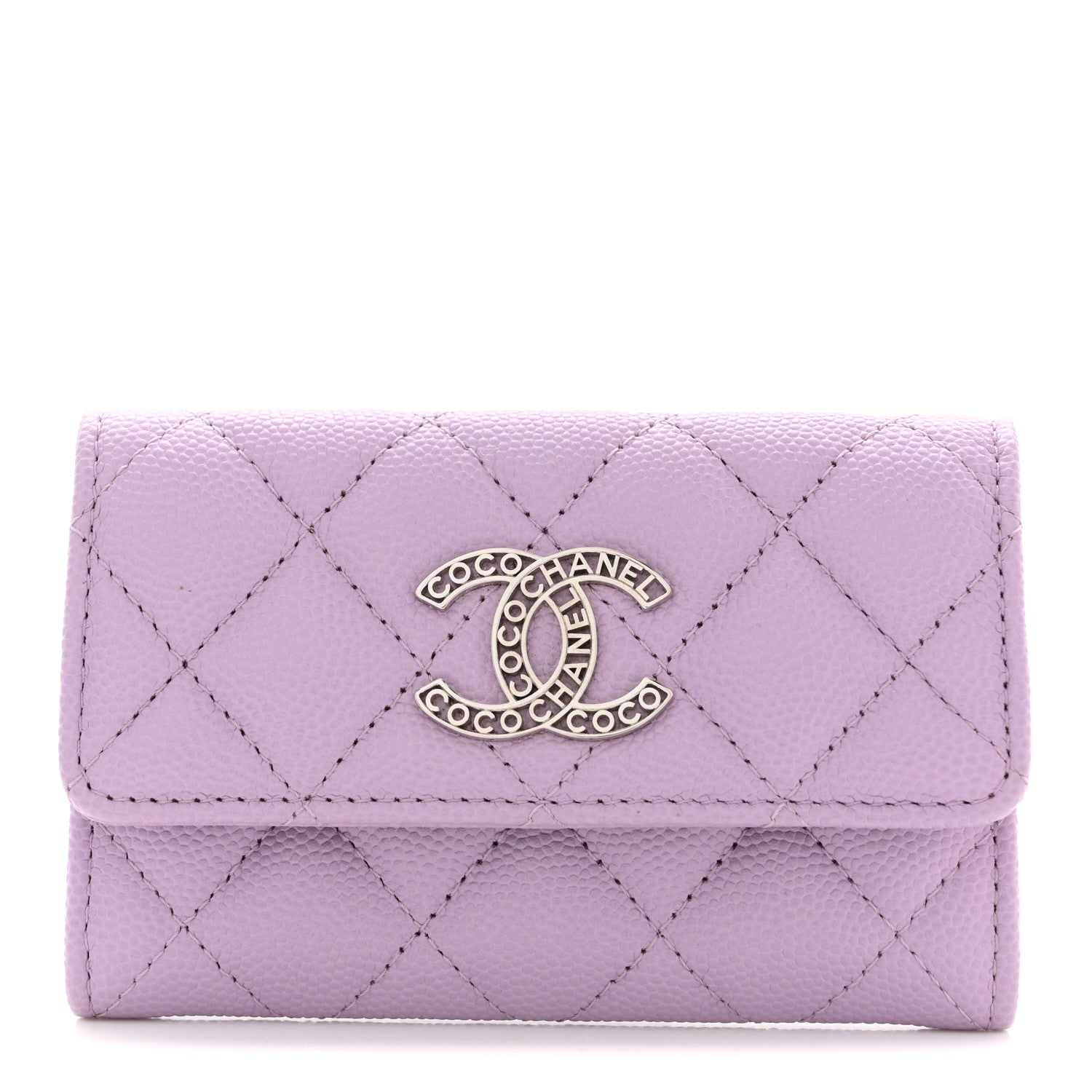 Chanel Caviar Quilted CC Logo Flap Wallet Light Purple 1 of 8