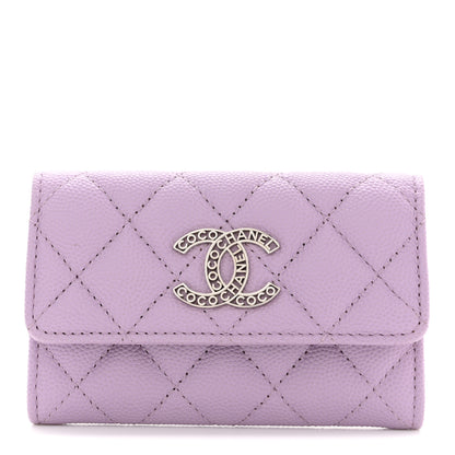 Chanel Caviar Quilted CC Logo Flap Wallet Light Purple 1 of 8