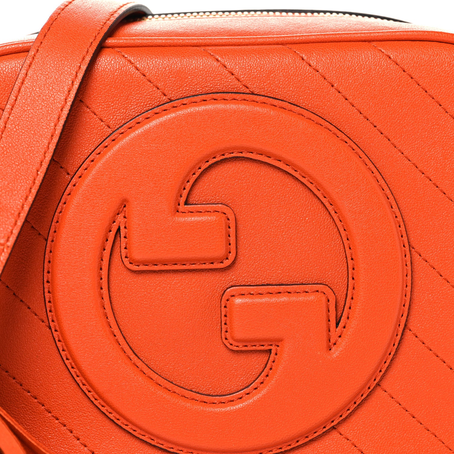 Gucci Sakai Be Green Calfskin Diagonal Stitched Small Blondie Shoulder Bag Orange 8 of 10