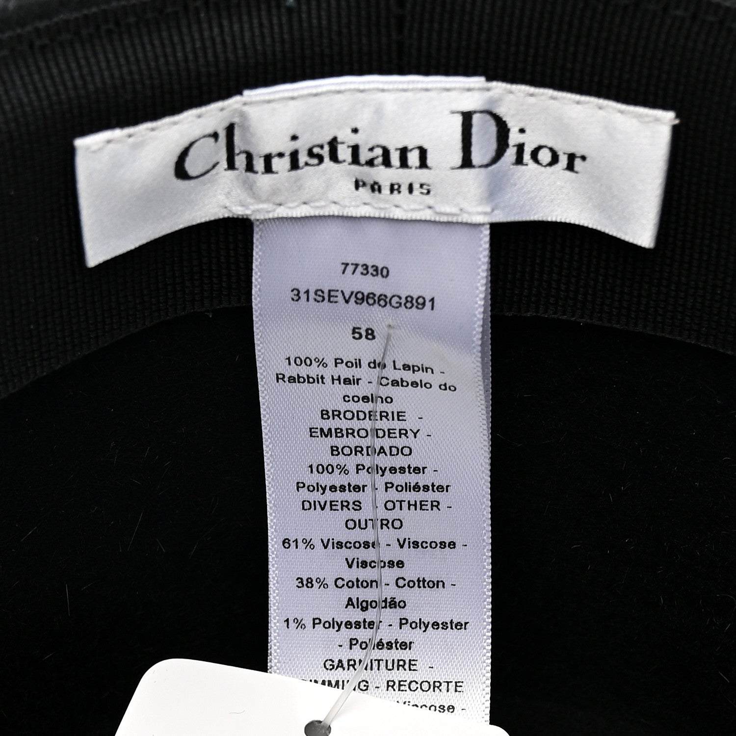 Christian Dior Felt Diorodeo Large Brim Hat 58 Black 8 of 10