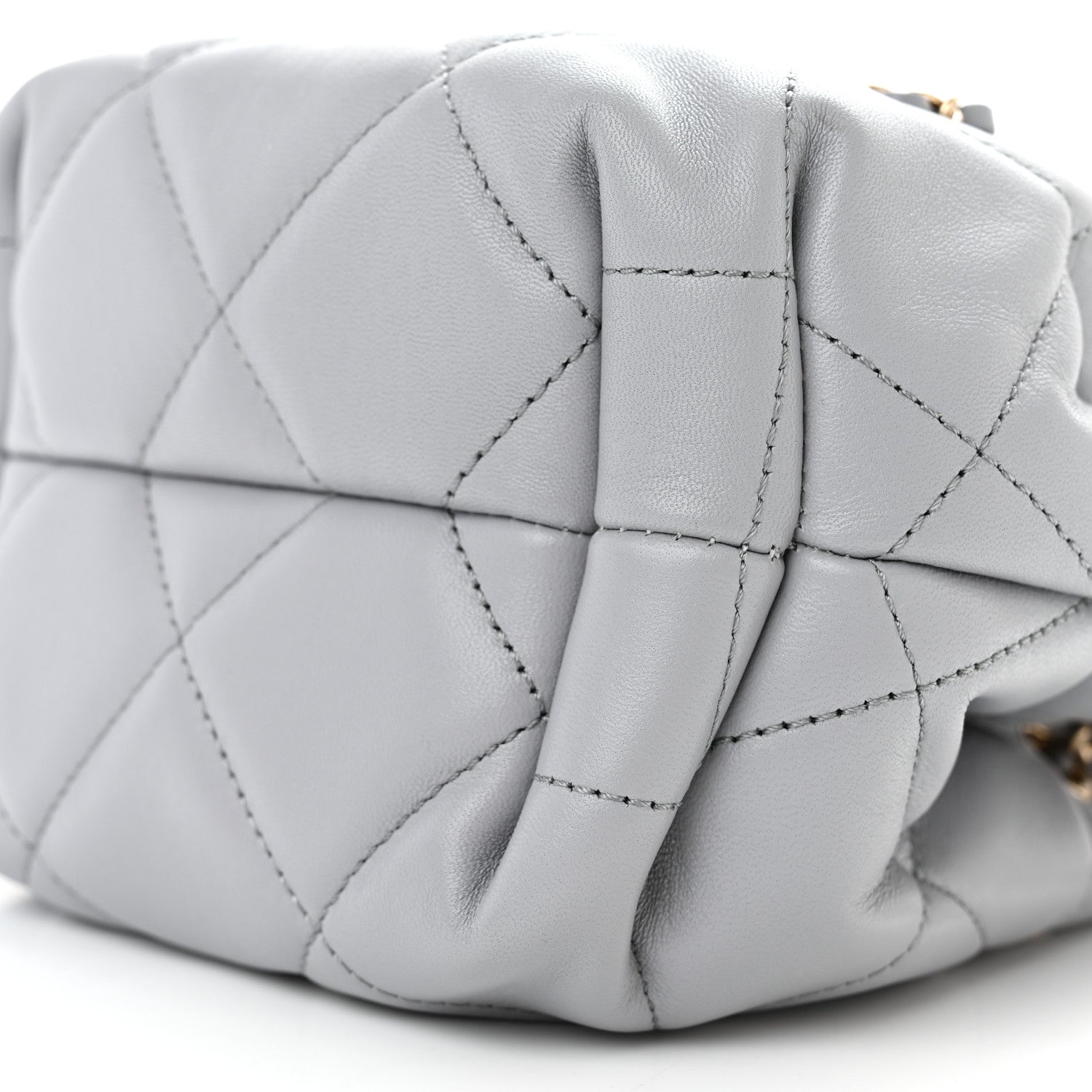 Chanel Lambskin Quilted CC Dweller Drawstring Bucket Bag Light Grey 10 of 11