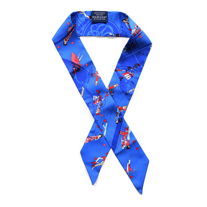 Hermes Silk Ex-Libris Les Parisiennes Twilly Bleu Royal Rouge Ciel 1 of 4