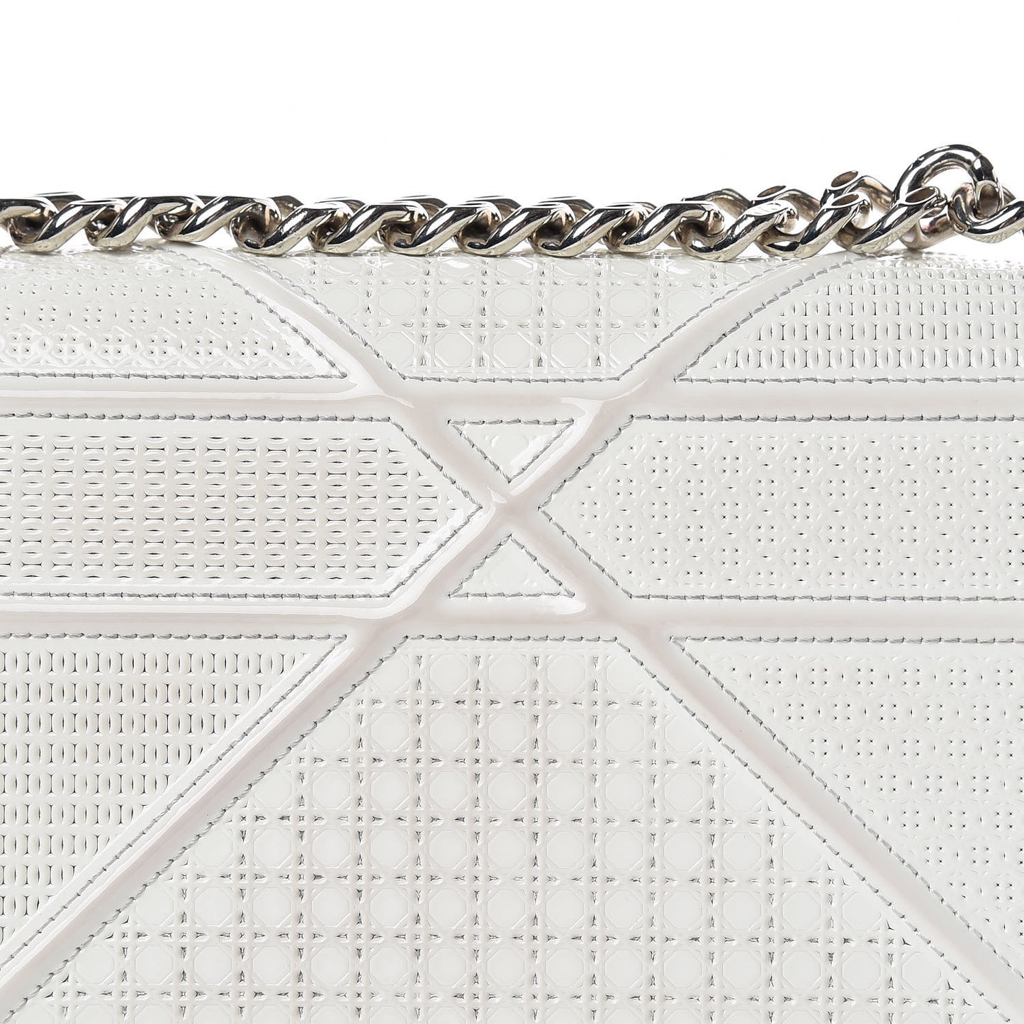 Patent Micro-Cannage Small Diorama Flap Bag White