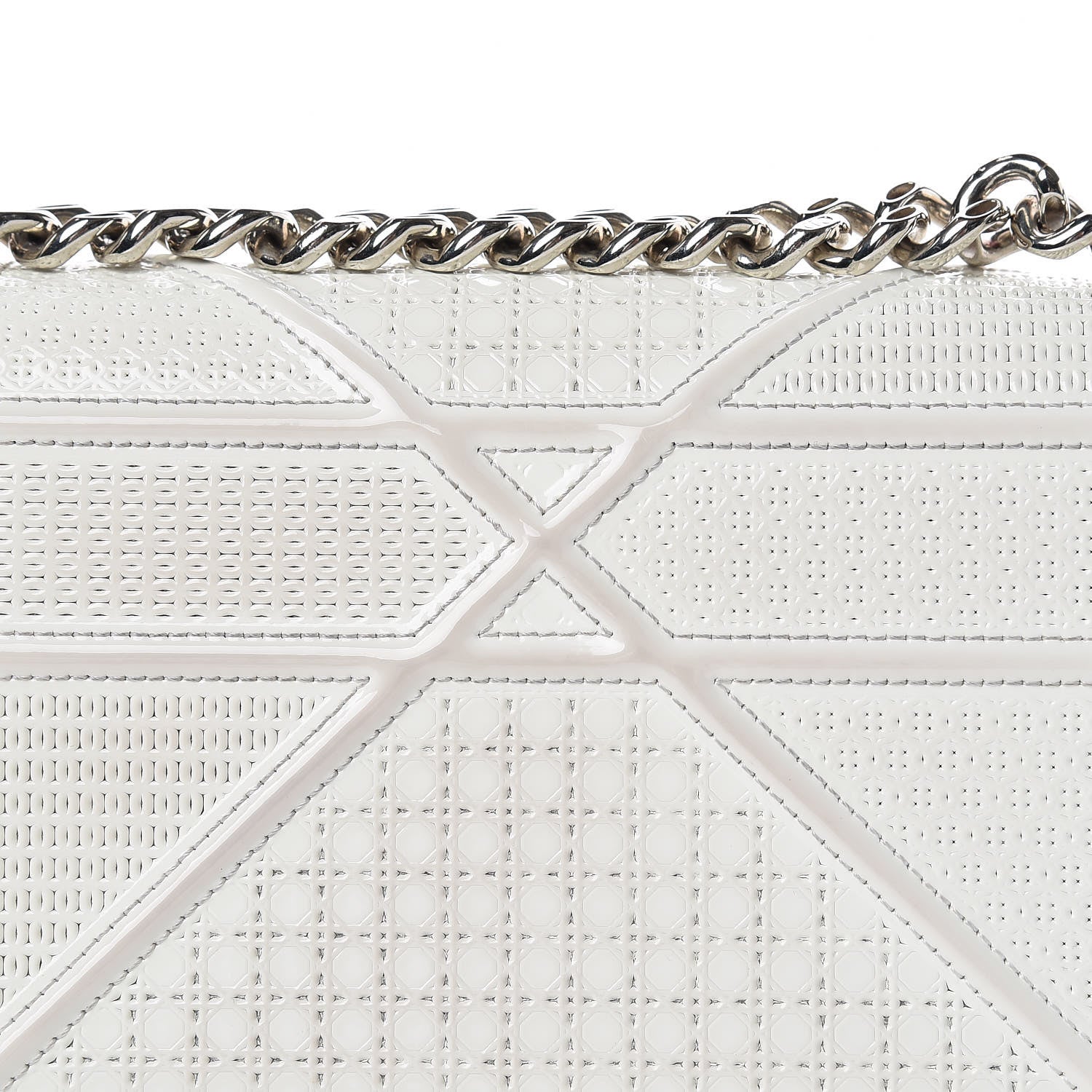 Christian Dior Patent Micro-Cannage Small Diorama Flap Bag White 14 of 17