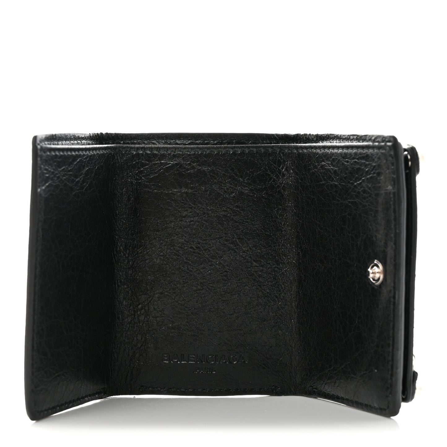 Agneau Arena Classic Silver Hardware Mini Wallet Black