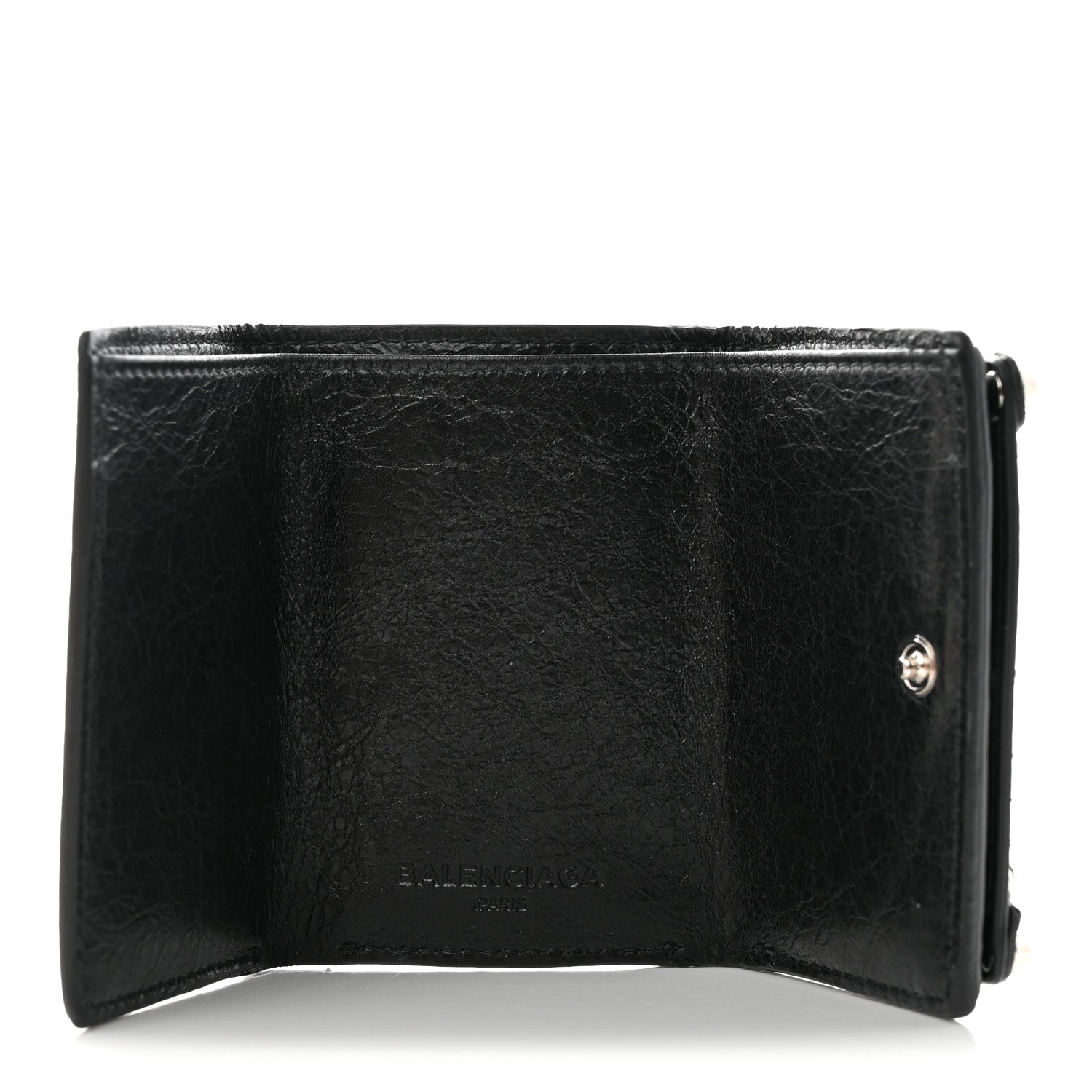 Balenciaga Agneau Arena Classic Silver Hardware Mini Wallet Black 5 of 10