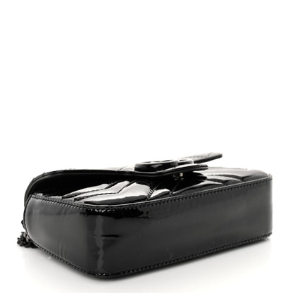 Gucci Patent Lambskin Enamel Matelasse Monochrome Super Mini GG Marmont Shoulder Bag Black 4 of 9