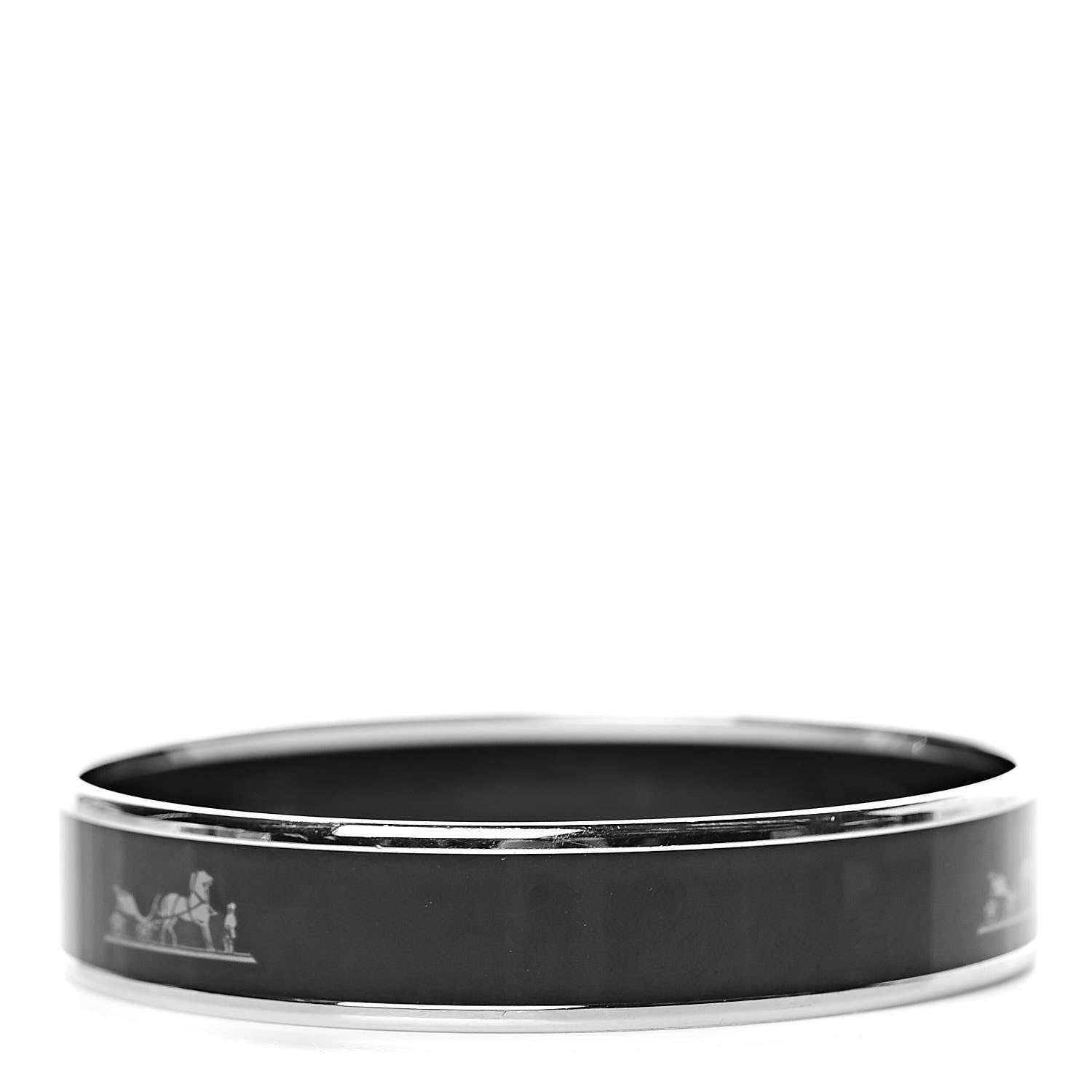 Hermes Enamel Printed Medium Caleche Bracelet 70 Black 3 of 5
