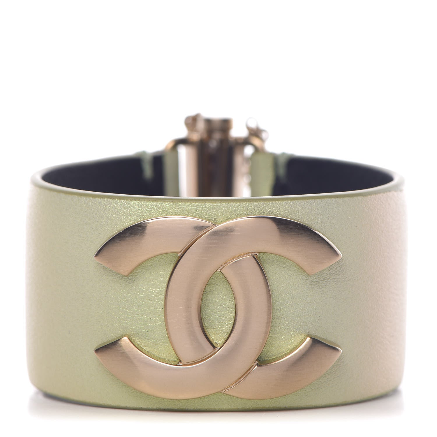 Chanel Calfskin CC Wide Cuff S Light Green 1 of 7