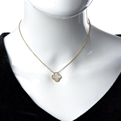 Van Cleef & Arpels 18K Yellow Gold Mother of Pearl Vintage Alhambra Pendant Necklace 2 of 8