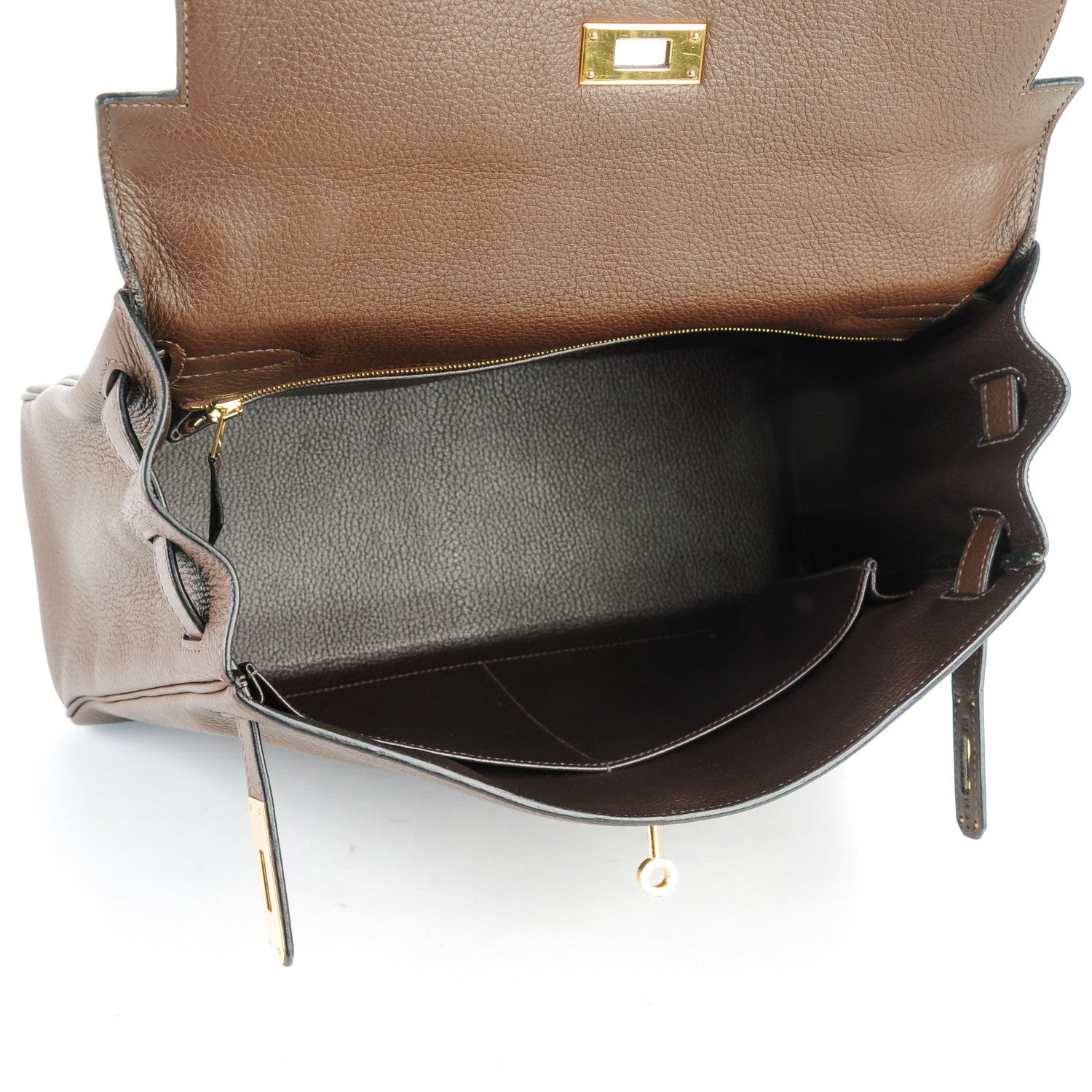 Hermes Taurillon Clemence Kelly Retourne 32 Chocolate 17 of 26