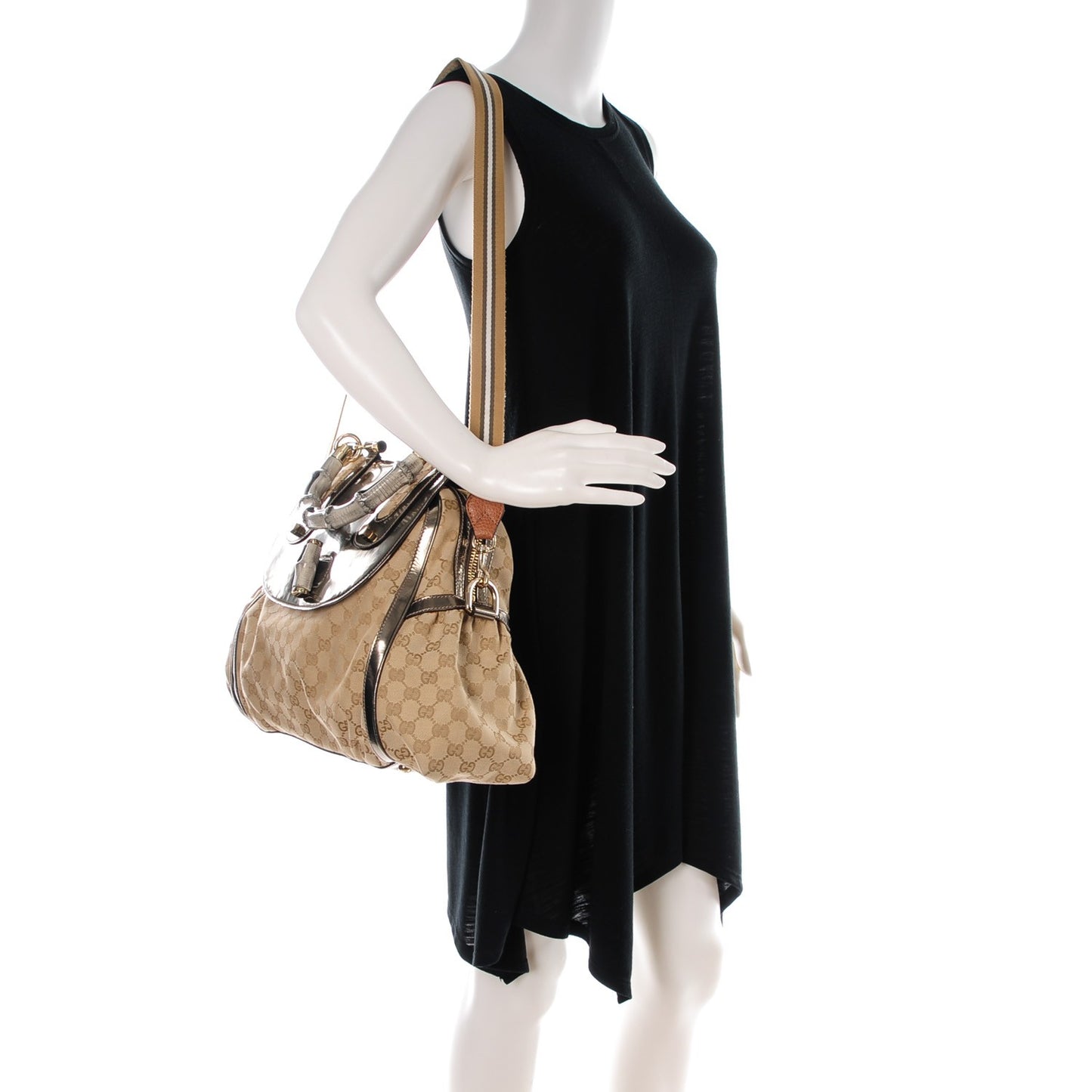 Monogram Large Pop Bamboo Top Handle Tote Pewter