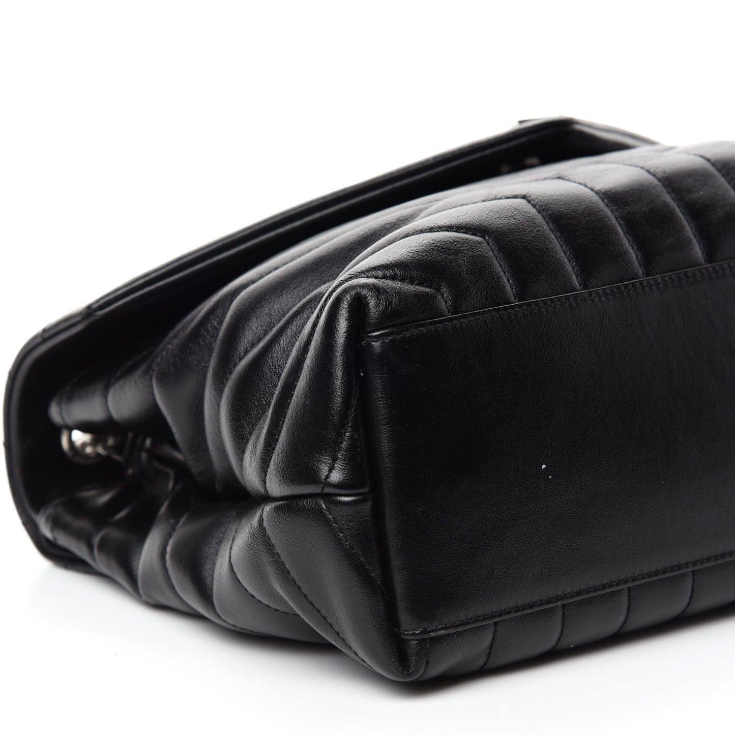 Calfskin Y Quilted Monogram Medium Loulou Chain Satchel Black