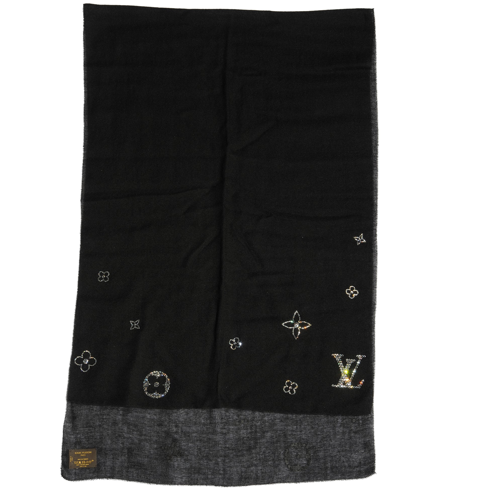 Louis Vuitton Cashmere Swarovski Crystal Monte Carlo Stole Black 2 of 4